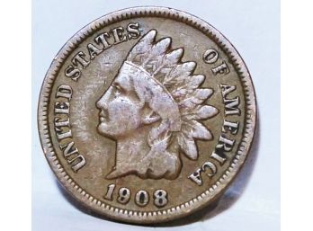 1908 Indian Head Cent / Penny VG  (14cam)