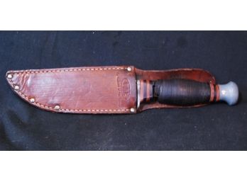 Antq / Vtg PAL Leather Handled Buck Knife RH-34 W Leather Scabbard Signed QUALITY!