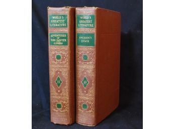Lot Of 2 Spencer Classics 1947 Tom Sawyer / Emerson's Essays BOOKS