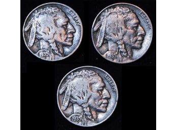Lot Of 3 Buffalo Nickels  1935   XF / XF Plus NICE!  (2hf21)
