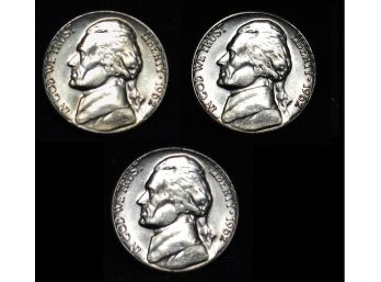 Lot Of  (3)  1962-D Jefferson Nickels BU Brilliant Uncirculated GEMS  (4ppv8)