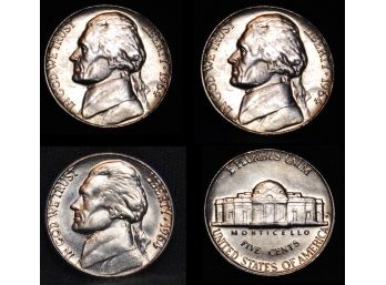 Lot Of 3 1964-D Jefferson Nickels Brilliant Uncirculated BU (cfm5)
