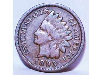 1893 Indian Head Cent / Penny VF Nice! (2ccd4)