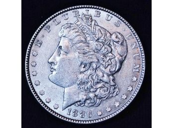 1886  Morgan Silver Dollar XF / AU Lightly Uncirculated! NICE! (ajg54)