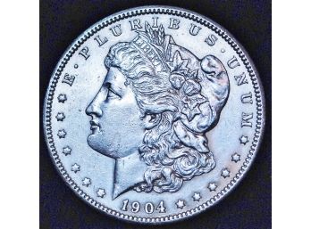 1904 Morgan Silver Dollar BU Uncirculated Better Date! Chest Feathering SUPER! (mbd22)