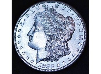 1882-S Morgan Silver Dollar BU Uncirculated FULL Chest Feathering WOW! (3axs)