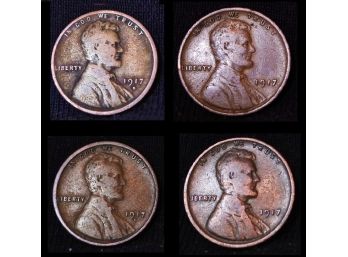 4  1917-D  1917  Lincoln Wheat Cents NICE LOT Early Date! (3pds9) )