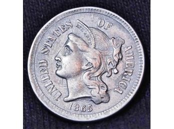 1865 Three Cent Piece Coin XF Plus WOW (5eew2)