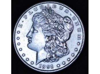 1891-S Morgan Silver Dollar BU Uncirculated Chest Feathering SUPER! (2chrg5)