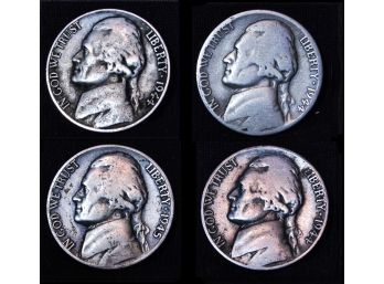 4 Silver War Nickels  1944-D  1945-D  (30dcm)