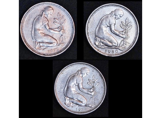 3 Deutschland 50 Pfennig 1972  1979  1980  (3tap2)