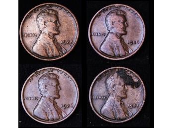 4  1925 1926 1928  Lincoln Wheat Cents NICE LOT Early Dates! (9kam2)