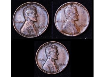 3  1929  1930  1939  Lincoln Wheat Cents NICE LOT Early Dates! (6jda2)