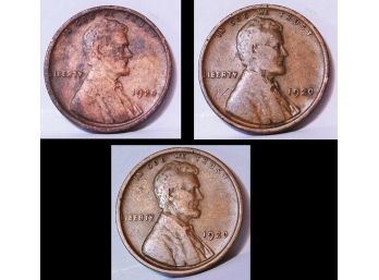 3 1920  Lincoln Wheat Cents NICE LOT Early Date! (6jad9 )