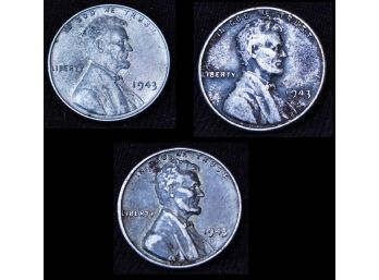 3  1943 Lincoln Steel Cents NICE LOT  (3koa1)