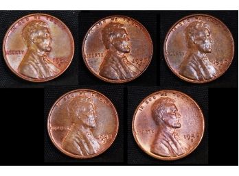 5  Lincoln Wheat Cents UNCIRC 1948-1958 D&S Mints   (3cpu2)