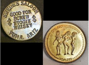 2 Risque Large Tokens Coins Key West Esquire Topless Etc  (3crs7)