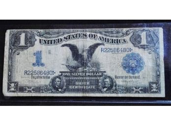 1899 $1 Black Eagle Silver Certificate Lg Note Vernon-Treat FINE! (2xvm8)