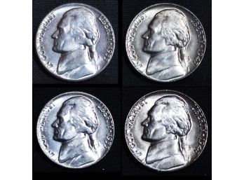 4 Jefferson Nickels 1947-D  1955-D  BU (3chrg5)