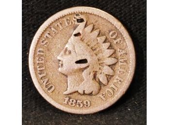 1859 Indian Head Cent Coin! RARE DATE!  VG  (Pacx3)