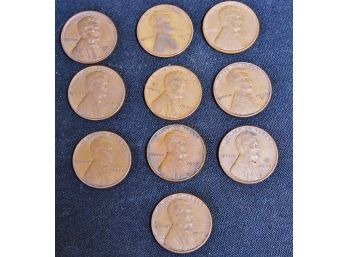 10 Lincoln Wheat Cents 1940's - 1950's  P&D  (fer27)