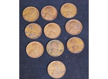 10 Lincoln Wheat Cents 1940's - 1950's  P&D  (9ase2)