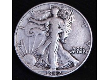 1942  Walking Liberty Silver Half Dollar Nice! (3dha6)