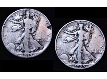 2  Walking Liberty Silver Half Dollars 1944-S  1944  (ucp9)