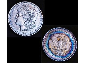 1891 Morgan Silver Dollar Rainbow Toning!  (1bcv7)