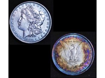 1880 Morgan Silver Dollar Monster Rainbow Toning!  (3mbc45)