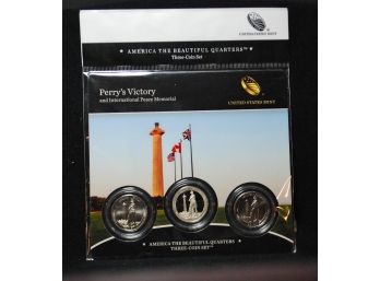 2013 P, D, S America The Beautiful 3 Coin Set Proof & Unc MINT SET Quarter PERRY'S VICTORY  Sealed Unopened