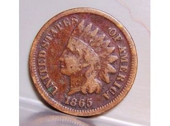 1865 Indian Head Cent Penny Hard To Find Date Civil War Era FINE (cy3)
