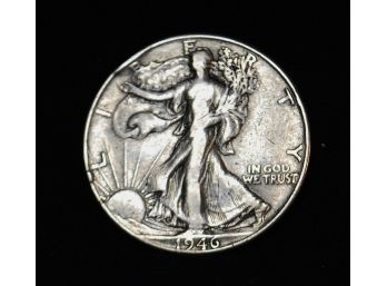 1946 Walking Liberty Half Dollar 90 Percent Silver Fine (ax5)
