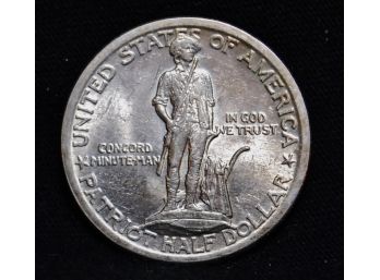 1925 Lexington - Concord Sesquicentennial Patriot Commemorative Half Dollar Minuteman AU / XF Plus (ma8)