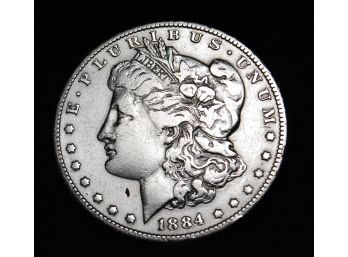 1884 Morgan Silver Dollar 90 Percent Silver FINE Nice Strike (bb5)