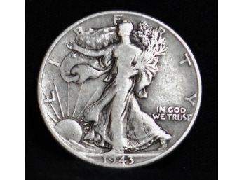 1943 Walking Liberty Half Dollar 90 Percent Silver Fine  (kk9)