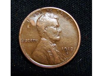 1912-S  Lincoln Wheat Cent Penny Brown KEY DATE ! Circulated  (mn5)