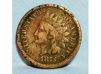 RARE DATE 1875 Indian Head Cent Penny FULL LIBERTY (Zpt7)