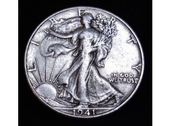 1941 Walking Liberty Half Dollar 90 Percent Silver Fine / Extra Fine (dys5)