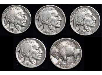 Lot Of (4)  1936  1937 Buffalo Nickels  XF  Lustrous (pra7)