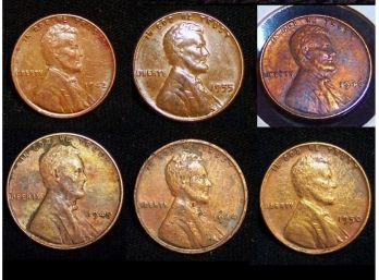 Lot Of (6) 1942  1944-S  1945  1946  1950  1955  Lincoln Wheat Cents Pennies BETTER DATES  (dbb6)