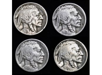 Lot Of 4 EARLY Buffalo Nickels 1923-p  1923-p  1928-p  1928-p  (yym7)