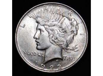 1922 Peace Silver Dollar 90 Percent Silver LUSTEROUS!  BU Uncirculated BEAUTY! Choice (naq3)