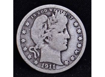1911 Barber Silver Quarter  VG Plus  Nice  (haw2)