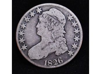 1826 Capped Bust Half Dollar Lettered Edge VERY FINE! Gorgeous Coin! Full Rim Full Liberty (nbh8)