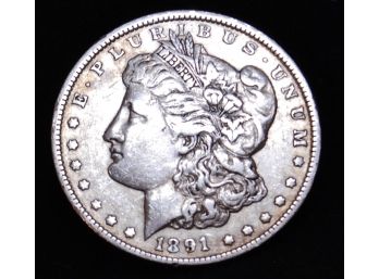 1891 Morgan Silver Dollar 90 Percent Silver Super Coin!  (vdr8)