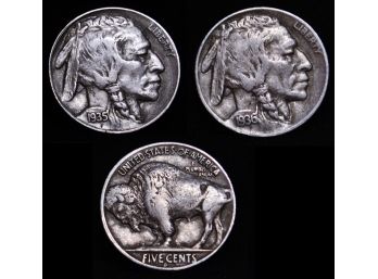 Lot Of 2  1935-S  1936-D  Buffalo Nickel SUPER! EF Plus Closely Circulated  Low Mintage Years (apa3)