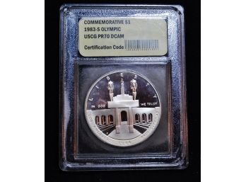 1983-S USCG Olympic Commemorative Dollar DCAM PROOF PR-70 (heq8)