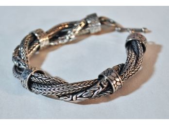 Stunning Heavy  Sterling Silver Chunky Rope Twist Braided Bracelet W/ Toggle Clasp WOW!