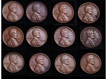 Lot Of 12 Lincoln Wheat Cents Pennies 1941  1942  1944  1944-D  1945-D  1945  (nbd4)